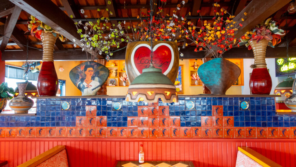 Interior image of Mexican style decor in the dining room of a Margaritas Mexican Restaurant