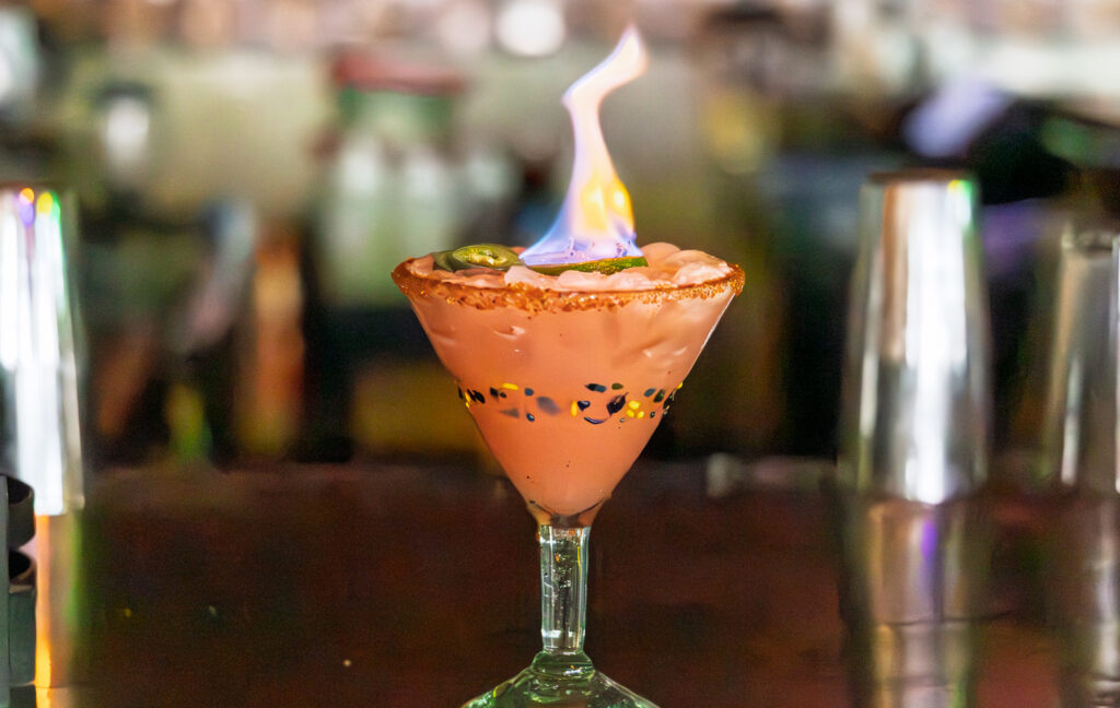 Dulce Diablo Margarita on fire
